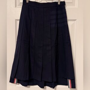 Thom Browne Navy Wool Pleated Skirt(OEM)
